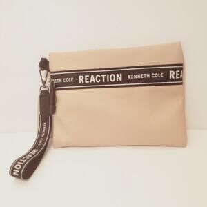 Kenneth Cole Reaction Exposed Guitar Strap Wristlet Pale Rose Zipper Logo NWT